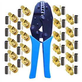 Lot de 10 connecteurs SMA mâle vers femelle et outil de sertissage coaxial pour câble d'extension d'antenne wifi SMA BNC RG58 Lot de 10 connecteurs SMA mâle vers femelle et outil de sertissage coaxial pour câble d'extension d'antenne wifi SMA BNC RG58