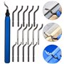 Outil d'ébavurage universel - 15 pièces de rechange et 5 limes diamantées - Poignée en métal - Outil d'ébavurage manuel - Pour i