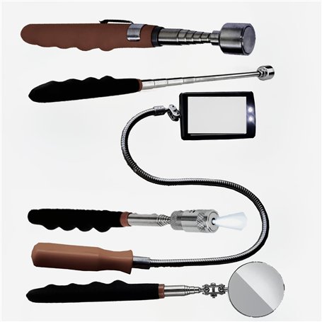 Lelukee 5 Miroir d'inspection Flexible télescopique avec Lampe de Poche LED