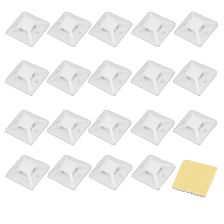 sourcingmap Lot de 20 attache-câbles auto-adhésifs Blanc Contour Base de support 24 x 24 x 7