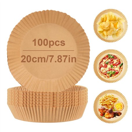 talifoca - Papier sulfurisé antiadhésif - Lot de 100 feuilles - 20 cm - Pour friteuse à air chaud