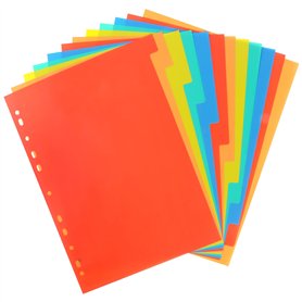 Lot de 12 Intercalaires pour Classeurs A4, 11 Trous, Colorés à Anneaux Lot de 12 Intercalaires pour Classeurs A4
