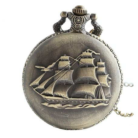 Infinite U Voilier Antique/Navires de Guerre/Bateau de Pirate Grand Montre de Poche Quartz Chiffres Arabes