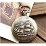 Infinite U Voilier Antique/Navires de Guerre/Bateau de Pirate Grand Montre de Poche Quartz Chiffres Arabes