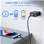 Câble USB C vers Lightning 2M[Certifié Apple MFi], Câble Chargeur iPhone USB C Câble iPhone Charge Rapide Nylon Cable Lightning 