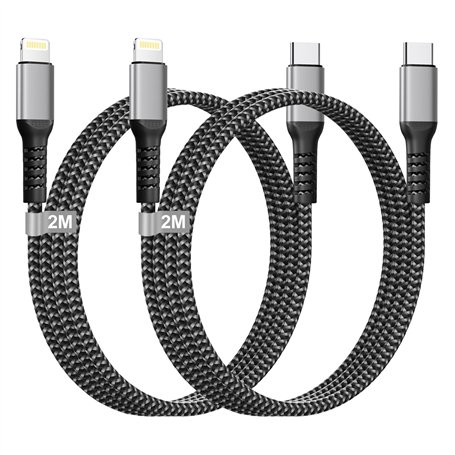 Câble USB C vers Lightning 2M 2Pack[Certifié MFi]