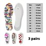 MEMOFYND Lot de 3 paires de semelles intérieures en mousse latex et mousse pour enfants - Motif imprimé - Semelles de rechange -