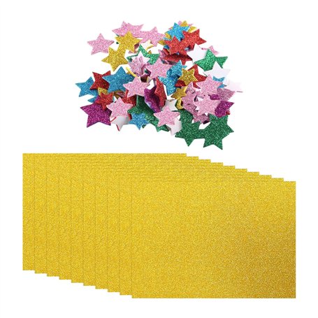 CHROMACRAFT 10 Feuilles De Carton Pailleté Et Patchs Étoiles À Cinq Branches