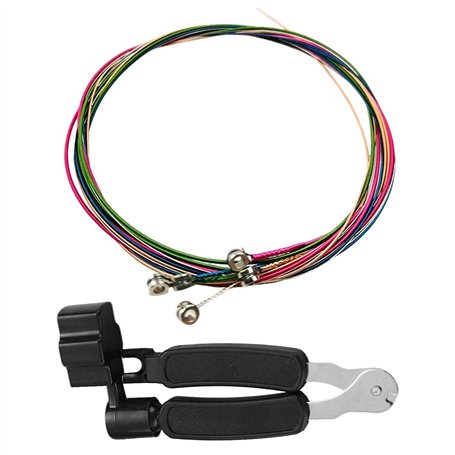 6 Cordes De Guitare Colorées Et 1 Outil De Changement De Cordes Noires