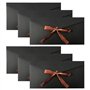 Lot de 6 enveloppes à ruban noir en papier kraft