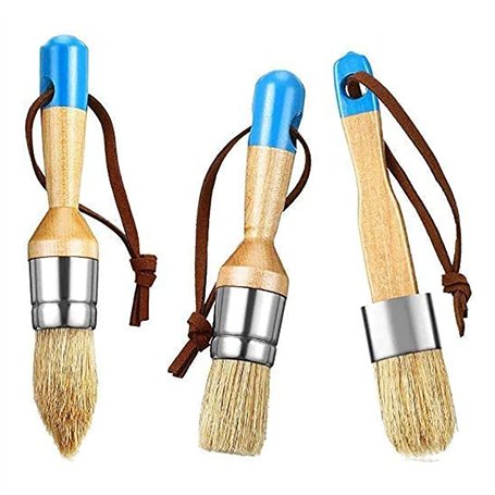 ANCLLO 3Pcs réutilisable Pinceaux à Cire pour Peinture à la Craie - pour Aquarelle et Acrylique- Poils purs- Fait à la Main- Kit