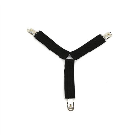 Tiardey 4Pcs Noir Lastique Drap de Lit Bretelles Triangle Drap de Lit Sangles Attaches Ensemble avec Pinces de Pinces Robustes p