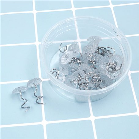Tiardey 30 pièces Clou de Torsion Fixe en Acier Inoxydable tête Transparente Aiguille en Spirale Bricolage à la Main Couverture