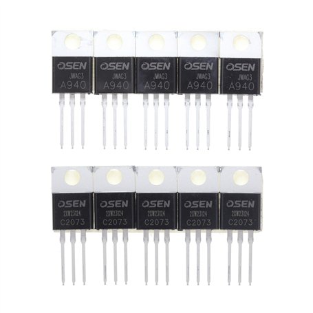 5 paires A940 (2SA940 KSA940) + C2073 (2SC2073 KSC2073) NPN PNP Transistor de puissance au silicium TO-220 150V 1.5A 25W hFE:70-