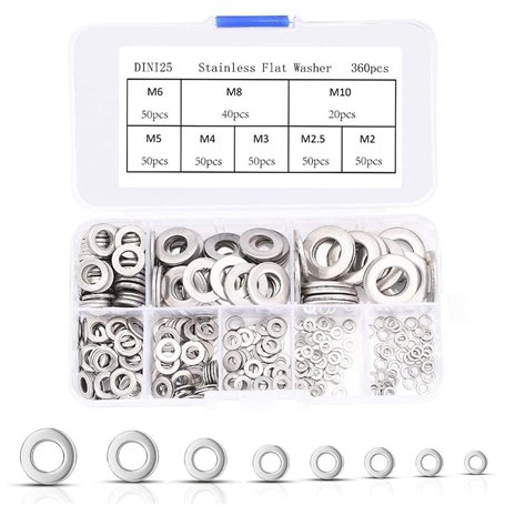CYH 360 Pièces Rondelles Plates en Acier Inoxydable Assortiment Kit
