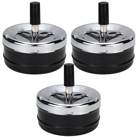 ZDNT 3PCS Cendrier pivotant en chrome Cendrier Tournant Cendrier à vent Cendrier avec Poussoir Cendrier Coupe-vent pour intérieu