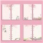 Recharge de papier rose A6, 80 feuilles de papier pour cahier, classeur à 6 trous, recharge vierge pour classeur à 6 anneaux rec