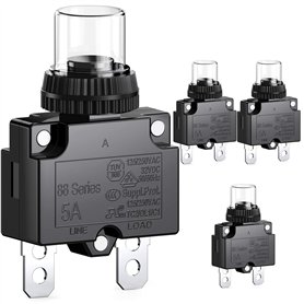CLDIY Disjoncteur 5 A avec protection thermique contre les surcharges 88 Series Manuel Push Button Reset avec bornes à connexion CLDIY Disjoncteur 5 A avec protection thermique contre les surcharges 88 Series Manuel Push Button Reset avec bornes à connexion