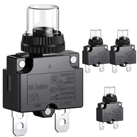 CLDIY Disjoncteur 9 A avec protection thermique contre les surcharges 88 Series Manual Push Button Reset avec bornes à connexion CLDIY Disjoncteur 9 A avec protection thermique contre les surcharges 88 Series Manual Push Button Reset avec bornes à connexion