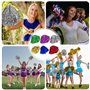 Lot de 12 pompons de pom-pom girl avec poignées pom girl métallisée, belle pom-pom girl à la main, rubans de fleurs pour compéti