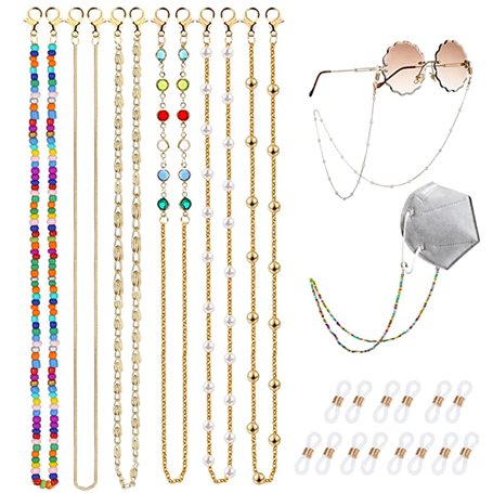 6pcs Chaîne de lunettes lanière de lunettes Cordon Lunettes Perles Lunettes à chaînes perlées chaîne de masques chaîne de lunett