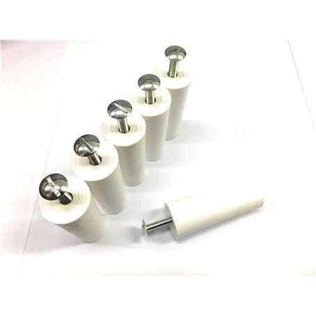 Jkhandel Lot de 3 paires de tampons/butées de suspension pour volet roulant 60 mm Avec vis et écrous Blanc