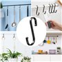 Relota 15 pièces Crochets en S, Crochet S Plats Noir avec Boucle de Sécurité Crochet Aluminium, Crochets de Suspension Métalliqu