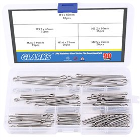 Glarks 90 pcs en acier inoxydable 304 Cotter Pin Clip principales ultraconfortables Fixation Assortiment kit