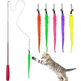 Diealles Jouet de Chat, Rétractable Baguette avec 5 Plumes pour Votre Chat et Chaton Diealles Jouet de Chat