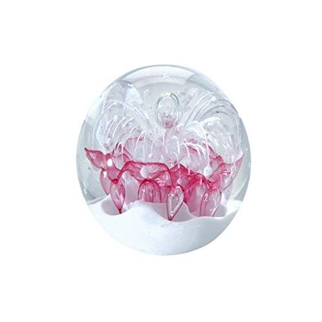 my-gschenk Presse-Papier Boule de rêve Medium : Motif Fleur Blanche avec Rose sur Fond Blanc