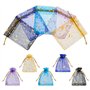 Fuyamp 100 pièces Sacs En Organza, 9 * 12cm Mélanger Couleur Organza Pochettes Sachet avec Motif étoile et lune Cadeaux Bijoux Q