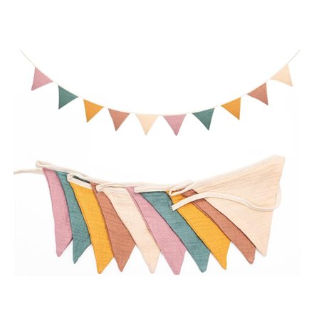 Guirlande Chambre Enfant Guirlande Fanions Tissus 2.6m Guirlande Fanion Extérieur Multicolore Guirlande de Fanions en Mousseline