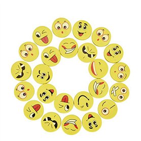 Willingoo Lot de 24 gommes à effacer pour enfant Motif Emoji Smiley, comme cadeau d’anniversaire et jouet, 24 gommes, motifs div Willingoo Lot de 24 gommes à effacer pour enfant Motif Emoji Smiley