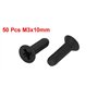 sourcing map 50pcs Vis Nylon M3x10mm Phillips Tête Fraisée Boulon Vis Mécanique Noir