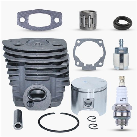 Haishine Kit de roulement de piston de cylindre plaqué Nikasil pour Husqvarna 51 55 Rancher (46mm) Joint de conduite de filtre à