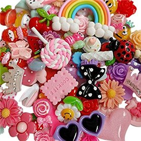 Chenkou Craft Assortiment de 50 boutons en résine à dos lisse pour scrapbooking, bricolage, thème de Pâques Chenkou Craft Assortiment de 50 boutons en résine à dos lisse pour scrapbooking