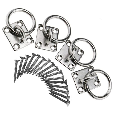 BIYM 4pcs 5mm Acier INOX Marine spuare Pad Oeil Plaque Agrafe Anneau Crochet titulair