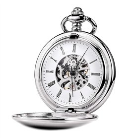 Treeweto Montre de Poche Mécanique pour Homme - Roman Numérique avec Chaîne Antique Boîte Cadeau
