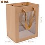 YHSKJCD 10 Pièces Sac en Papier Sac kraft, Boîte de Cadeau en Papier Kraft, Sacs Cadeaux Avec Poignées, Sac Cadeau avec Fenêtre