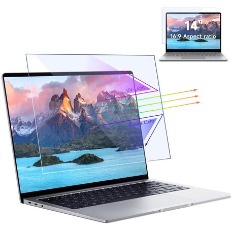 Lot de 2 Films de Protection D'écran Anti-Lumière Bleue Ordinateur Portable 14 Pouces 16:9