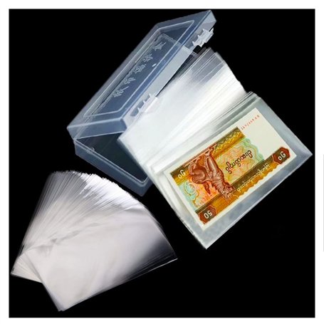 Osuter 200PCS Billets de Banque Monnaie Collection Plastique Sac de Billets de Banque de Protection Transparent avec Boîte de Ra