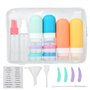 Flacon Voyage en Silicone Set - 18 Pièces Contenant Voyage - Kit Voyage Avion - Bouteille de Voyage Accessoires