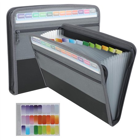 Extensible Pochettes pour Documents13 compartiments Accordéon Classeur - Trieur Document avec Fermeture à Glissière - A4 Trieur