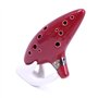 Alnicov Ocarina Alto Do 12 trous avec guide de démarrage et sac de protection, rouge