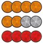Xbessc 12 Pièces Catadioptre Rond Plastique Catadioptres Jaune Blanc Rouge Réflecteur avec Vis Écrous Réflecteur pour Velo Moto