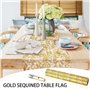 Chemin de Table Dorée 10M X 29CM Chemin de Table en Or avec 1 Ciseaux Tailleur en Forme de U, Chemin Table Fleuri Chemin Table F