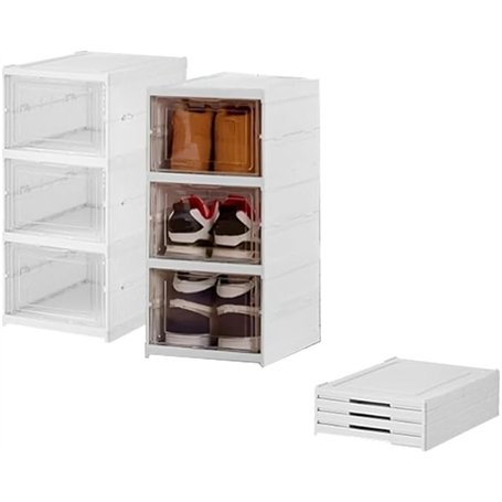 Organisateur chaussures pliable à 3 couches-casier chaussures empilables-ventilation et protection contre la poussière- idéal po