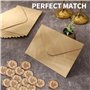 Zephyra Lot de 30 Enveloppes en Papier Kraft et Autocollants de Sceau de Cire(Auto-Adhésifs),Enveloppe C6(15.8 * 10.8CM),Sans Fe