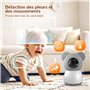 SIMBAILAI 2K 5" Babyphone Caméra Bebe avec Application Telephone,Rotation à 360°,Visiophone avec Alertes Intelligentes,Vision No
