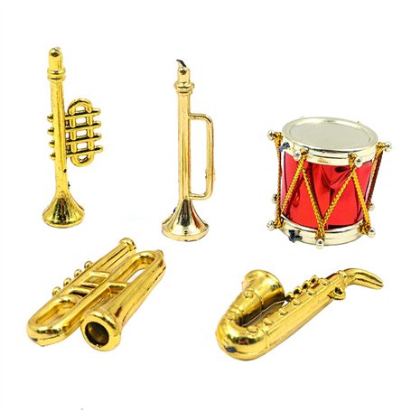 CENPEK Instrument de Musique Miniature Lot de 5 Tambours Musique Saxophone trompettes Taille M pour décoration de Maison de poup